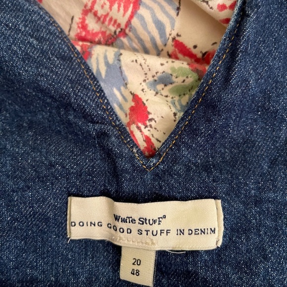 White stuff FRONT POCKET DENIM OVERALL MINI DRESS WOMEN'S SIZE 20 England​ - Picture 4 of 14